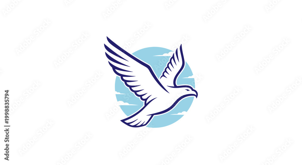 Fototapeta premium Flying White Bird Icon.
