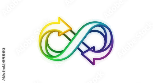 DevOps infinity loop symbol with rainbow gradient, continuous integration and delivery concept