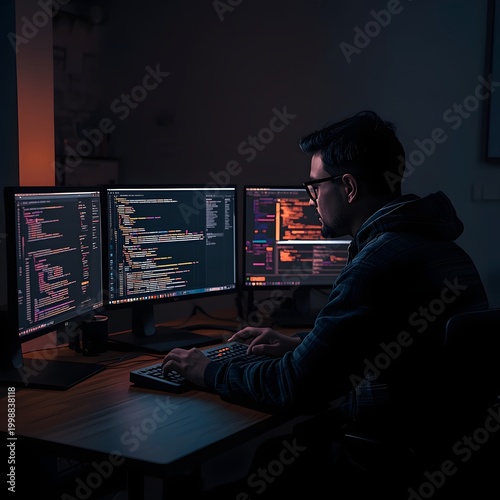 Engineer Working Late at Night