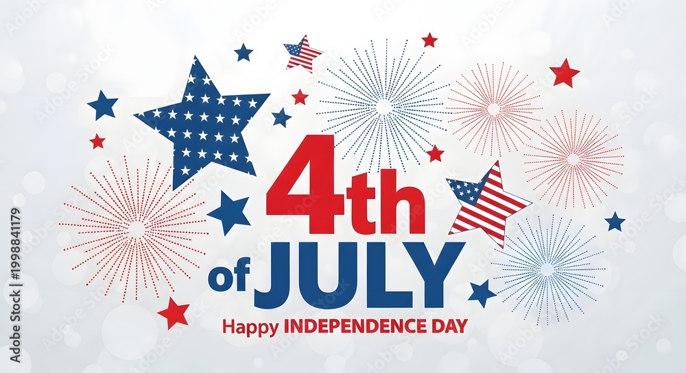 Obraz premium 4th of july happy independence day banner with fireworks and stars