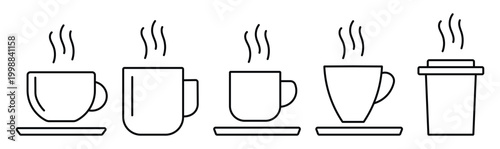 Coffee cup line icon set. vector icon isolated on transparent background. EPS 10