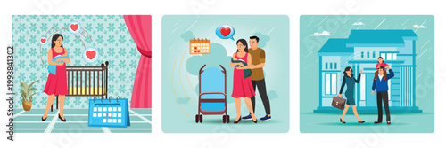 Maternity Leave, Parental Leave, Breadwinner. Care For Children and Family Concept.