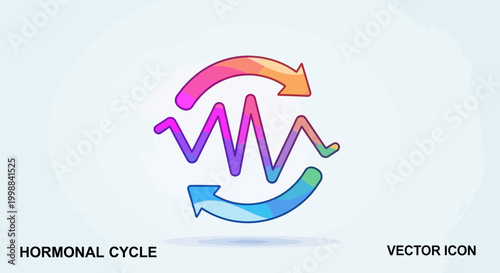 Hormonal Cycle Icon: Waveform and Circular Arrows, Colorful Abstract Design