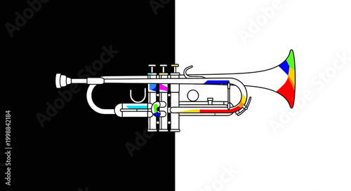 Colorful illustration of a trumpet.