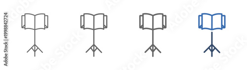 
outline icon set music stand with sheet music holder design