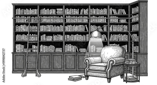 Premium Study Library Vector Art 