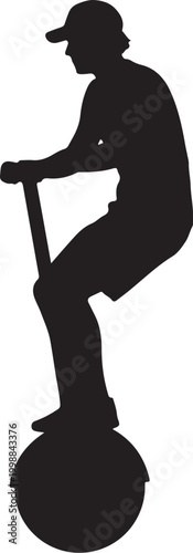 Silhouette of a Man Riding an Electric Unicycle Personal Transporter