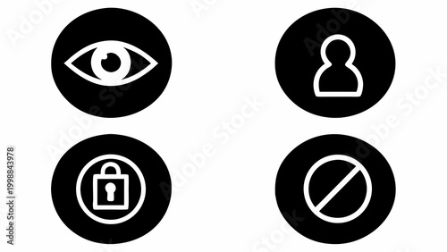 Vector icons for privacy protection security and data safety symbols