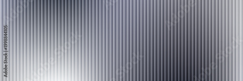 Acrylic satin corrugated glass texture light gray background. Blurred soft ribbed transparent striped door window overlay. Metal silver reeded polycarbonate sheet. Abstract vertical gradient pattern