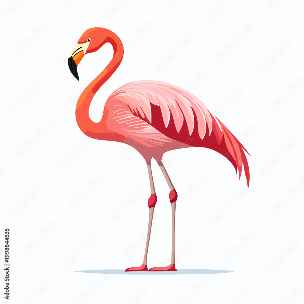 Fototapeta premium Vibrant Pink Flamingo Bird Standing Alone.