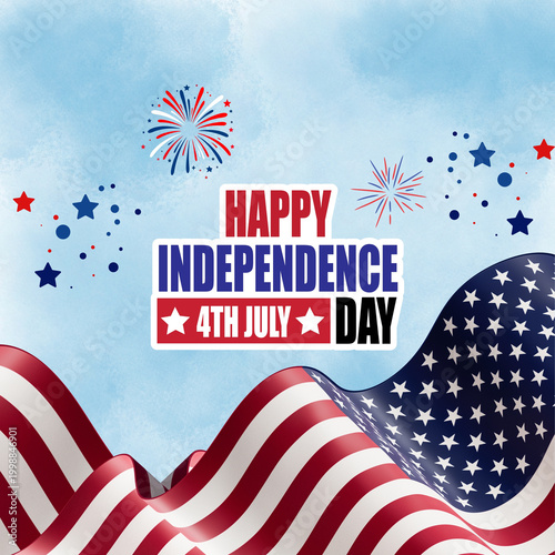 Fotografija Celebrate America's Independence Day with a festive illustration featuring the U