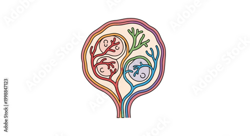 Fetal Development: Illustration of Monoamniotic Twins in a Single Placenta