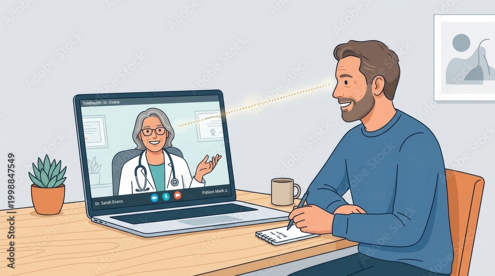 Fototapeta premium Telehealth Doctor Patient Virtual Consultation
