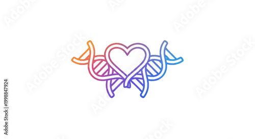 DNA Heart Symbol, Genetic Love, Science and Romance, Rainbow Gradient