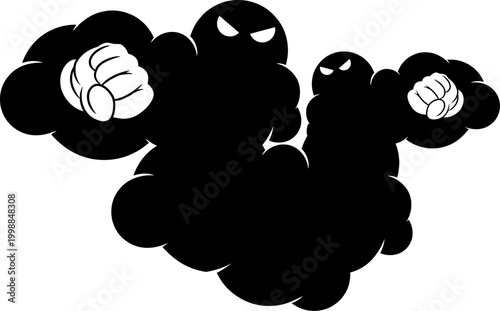 Fotografi Silhouette of a powerful cloud monster humanoid with angry eyes and clenched fist