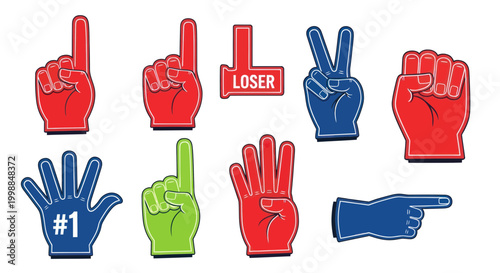 Sports Fan Foam Fingers and Hand Gestures for Celebration and Competition