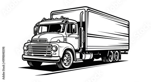 Vintage Truck Illustration - Classic Delivery Van Art