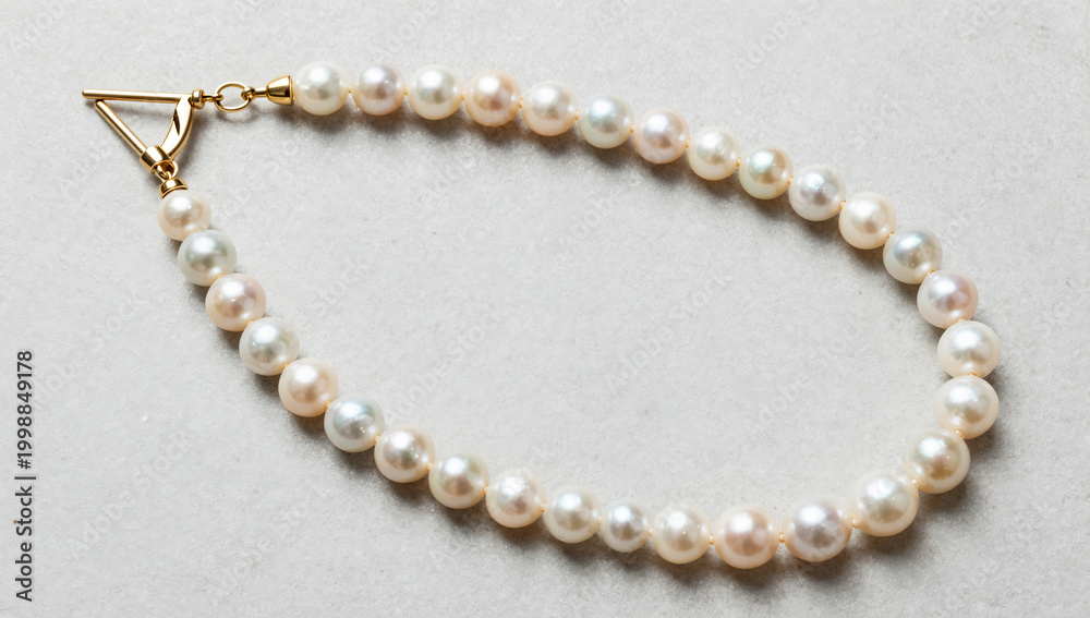 Obraz premium Modernist Asymmetrical Baroque Pearl Necklace with Gold Detail