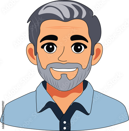 Smiling Senior Man Avatar Cartoon Vector Illustration