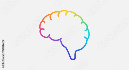 Colorful Brain Outline Icon - Symbol of Ideas, Creativity, and Intelligence