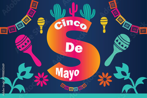 Puebla celebration Mexican festival Cinco de mayo vector image.
