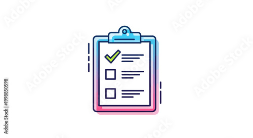 Checklist clipboard with green checkmark and empty boxes, task completion concept