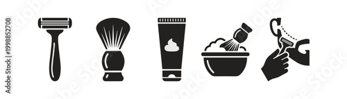 Shaving and Grooming Icons Set