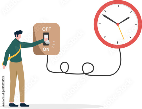 Expert activating time management with clock power switch