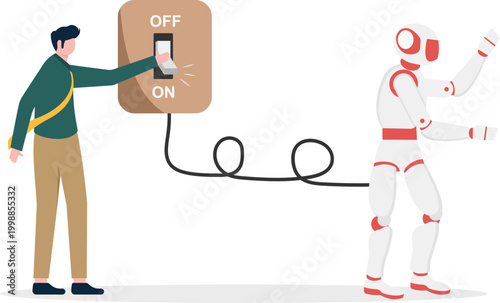 Expert activating robotic automation with robot power switch