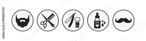 Barbershop and Men's Grooming Icons Set