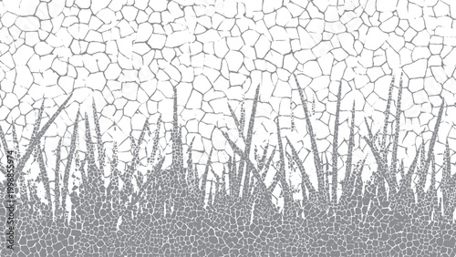 Retro woodland scene with rough grunge backdrop Classic tree illustration with aged textured surface