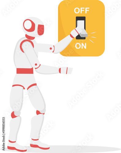 Robot activating automation power with yellow switch