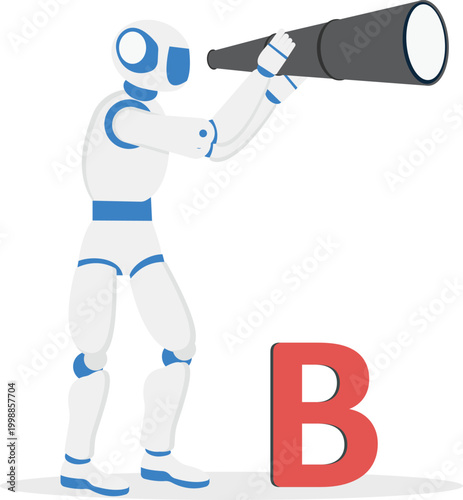 Robot searching for Option B with long telescope