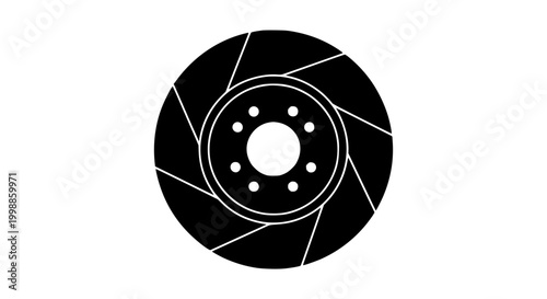Slotted Car Brake Disc Rotor Silhouette Icon