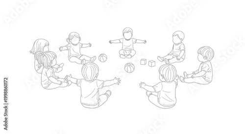 Children playing with toy airplanes sitting.