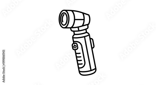 Hand-drawn illustration of an otoscope, a medical instrument for examining the ear.