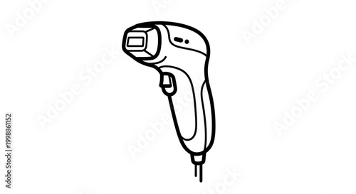 Handheld Barcode Scanner Line Art Icon