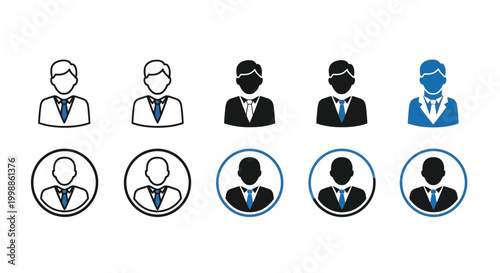 A comprehensive collection of vector user profile icons for business and professional graphic design illustrations.