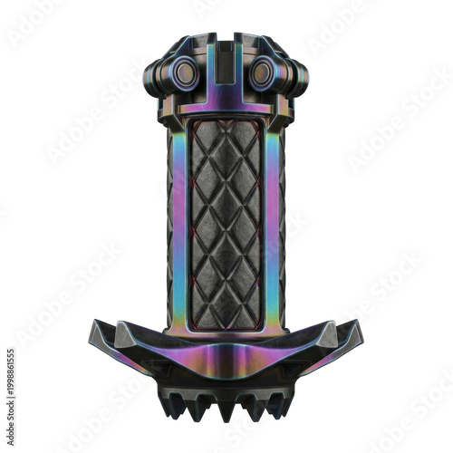 Futuristic fidget spinner with iridescent metal finish