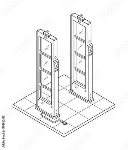 Modern security archway with illuminated panels and detection sensors for enhanced safety