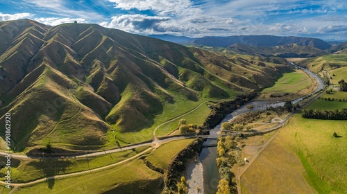 Foto Aerial view of the scenic landscape in New Zealand