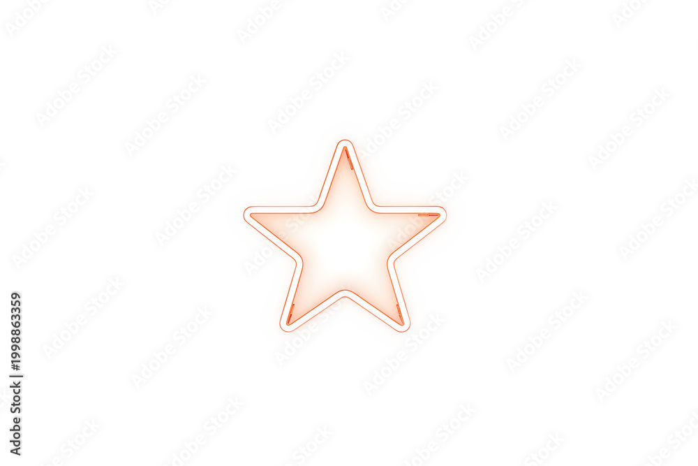 Obraz premium Glowing Gold Neon Star Outline - Minimalist Yellow Light Icon Isolated on White Background for Branding and Design