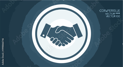 Handshake icon represents a professional partnership and corporate agreement.