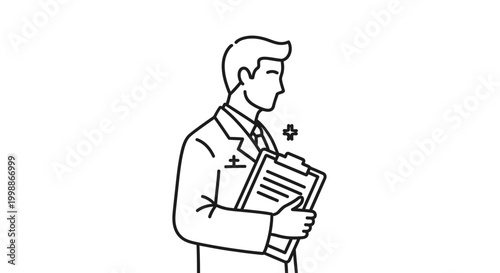 Doctor holding clipboard, medical professional, healthcare, clinical, doctor's office, consultation