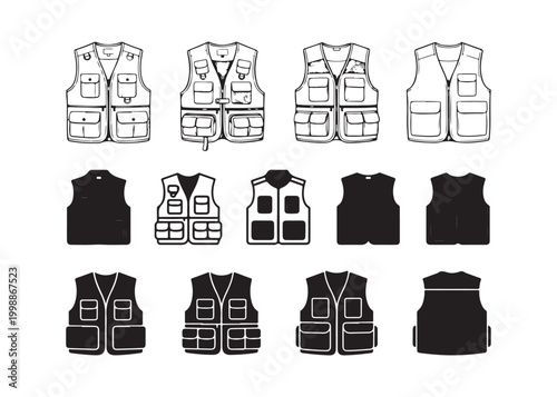 Collection of various types of waistcoats and vests for fashion and work  many styles