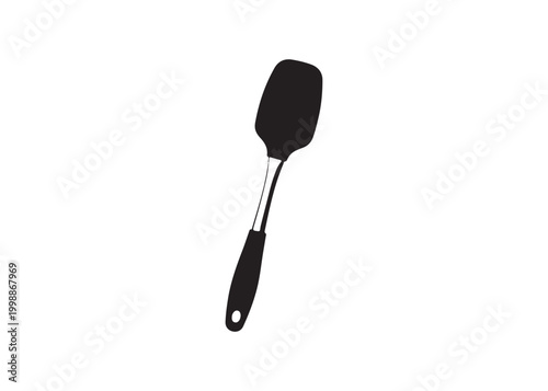 Silhouette of a rubber spatula with handle and hole  kitchen utensil