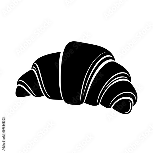 Croissant Vector Silhouette Icon Isolated on White Background