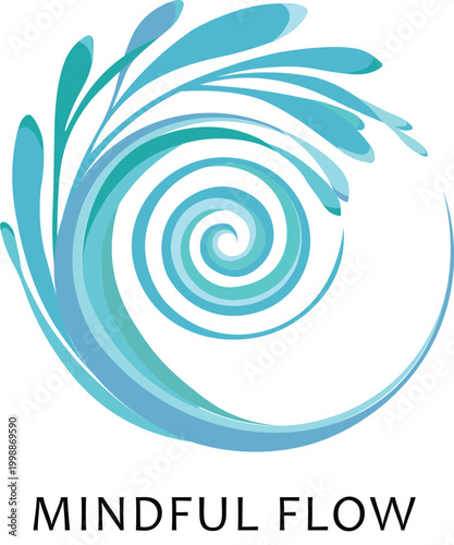 Minimal Blue Ocean Swirl Splash Abstract Circular Wave Vector Background