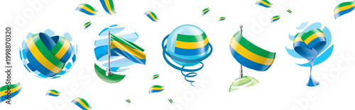 Vector set of the Gabonese flag in various creative designs