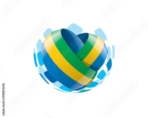 Foto Patriotic heart wrapped in Gabonese flag illustration